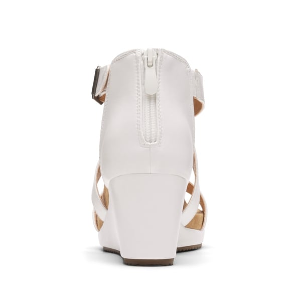 Ankle Strap Open-Toe Platform Wedge Sandals - WHITE PU - 3